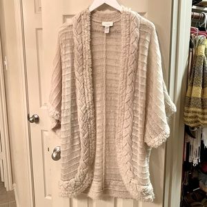 Chico’s Open Knit Knee-Length Cardigan